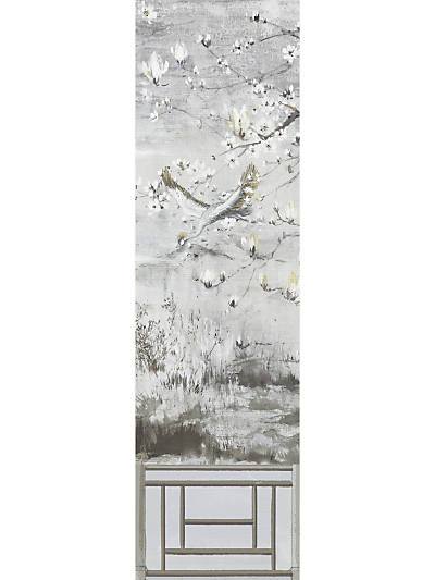 CRESTED CRANE - PANEL 5 - SILVER GOLD - NICOLETTE MAYER WALLPAPER - WNM0003CRESP5 at Designer Wallcoverings and Fabrics, Your online resource since 2007