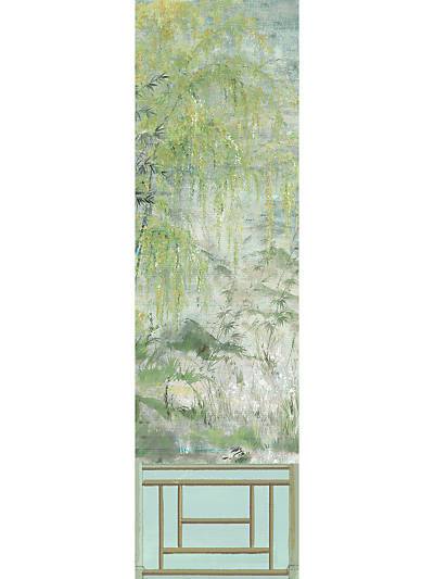 CRESTED CRANE - PANEL 2 - GREEN GOLD - NICOLETTE MAYER WALLPAPER - WNM0004CRESP2 at Designer Wallcoverings and Fabrics, Your online resource since 2007