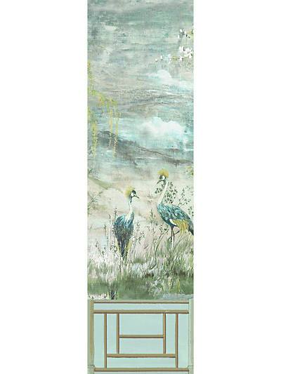 CRESTED CRANE - PANEL 3 - GREEN GOLD - NICOLETTE MAYER WALLPAPER - WNM0004CRESP3 at Designer Wallcoverings and Fabrics, Your online resource since 2007