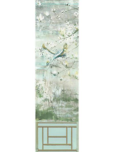 CRESTED CRANE - PANEL 5 - GREEN GOLD - NICOLETTE MAYER WALLPAPER - WNM0004CRESP5 at Designer Wallcoverings and Fabrics, Your online resource since 2007
