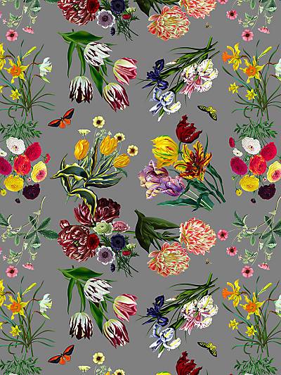 FLORA & FAUNA - GRAY - NICOLETTE MAYER WALLPAPER - WNM0005FLOR at Designer Wallcoverings and Fabrics, Your online resource since 2007