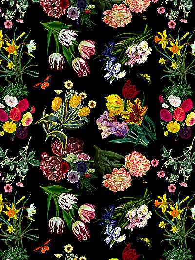 FLORA & FAUNA - BLACK - NICOLETTE MAYER WALLPAPER - WNM0006FLOR at Designer Wallcoverings and Fabrics, Your online resource since 2007