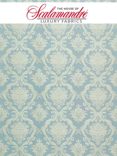 PETRARCA DAMASCO - POWDER BLUE - Scalamandre Fabrics, Fabrics - ZAPETR-201 at Designer Wallcoverings and Fabrics, Your online resource since 2007