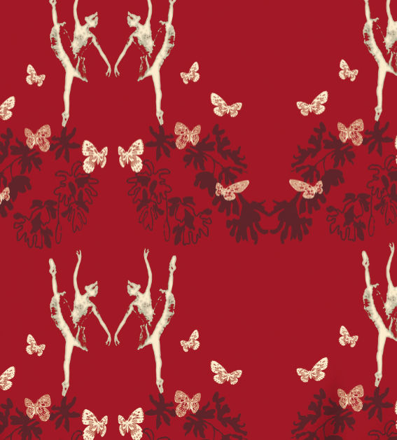 Ballet Bower - Red Architectural Wallcovering