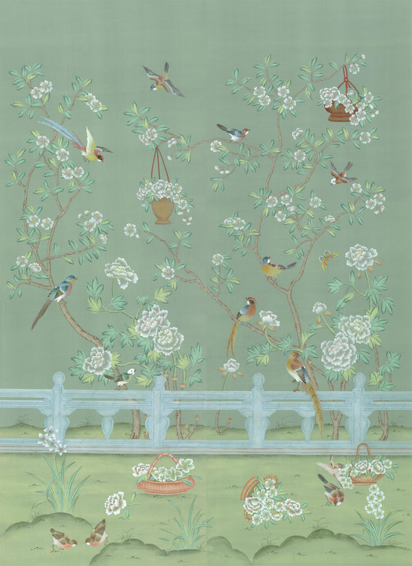 Et Cie The Morgan Green Wall Mural Complete 2 Panel Set