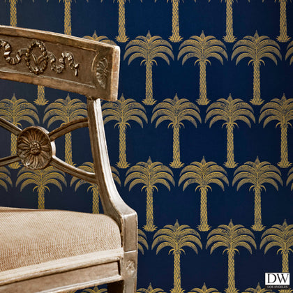 Marrakech Palm - Midnight Blue - Wallcovering