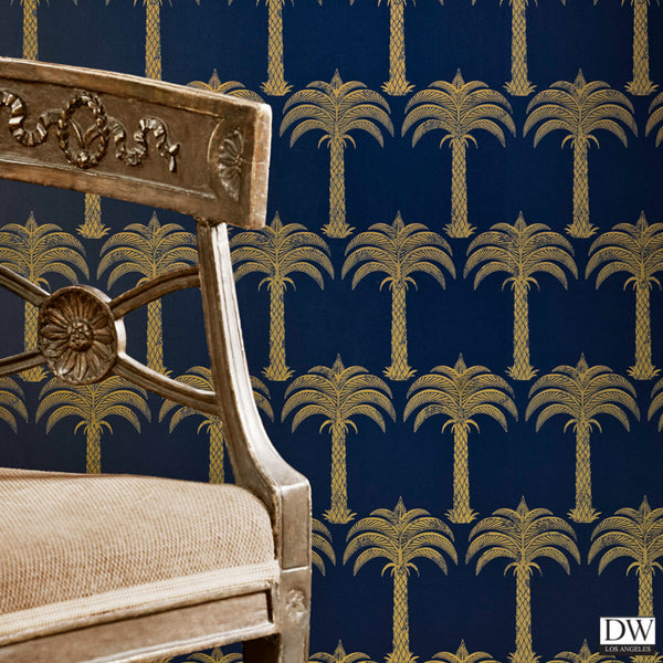 Marrakech Palm - Midnight Blue - Wallcovering