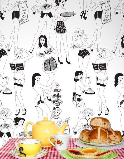 Crumpets and Tea - Half Scale Women Wallpaper - Sexy