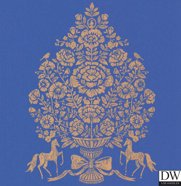 Till Dark Blue President Damask Wallpaper
