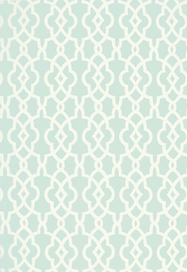 Spring Fret Traditional Lattice - Aqua Blue Green Cream
