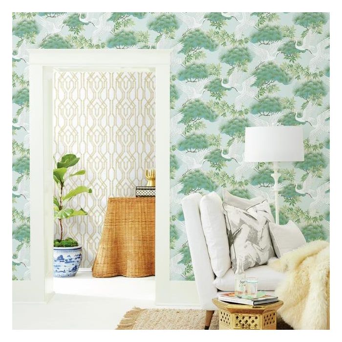 Copy of Heron and Sprig - Light Blue - Designer Wallcoverings and Fabrics