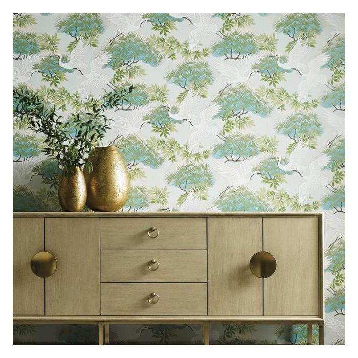 Copy of Heron and Sprig - Light Blue - Designer Wallcoverings and Fabrics