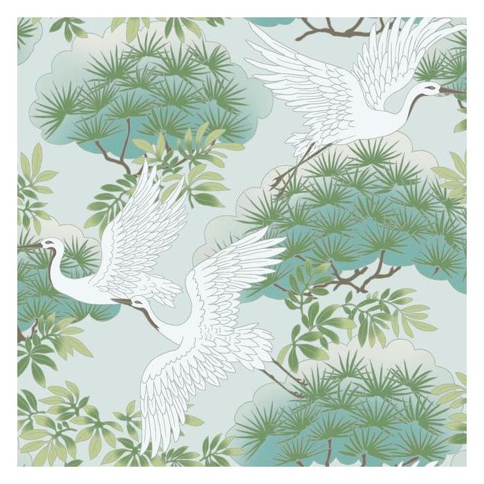Copy of Heron and Sprig - Light Blue - Designer Wallcoverings and Fabrics