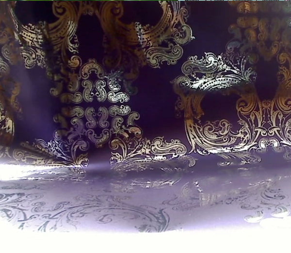 Skull Damask - Purple on Silver Mylar - Pattern Design Lab