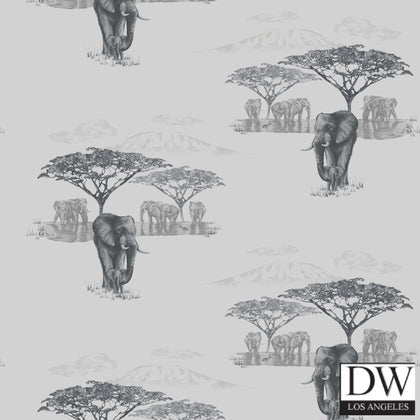 The Waterhole Wallcovering - Elephants - Wallcovering -2