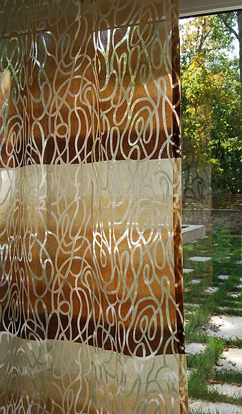 Galapagos-Coffee 118 inch wide European Sheer - Burn Out Style