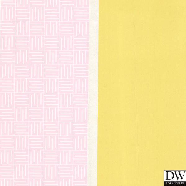Yellow Geo Square Stripe Wallpaper