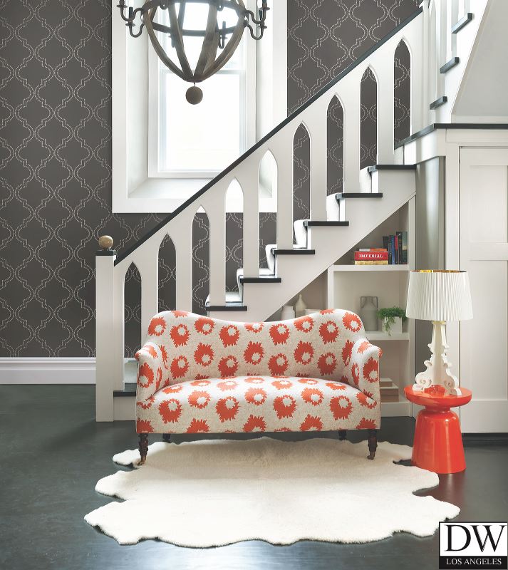 Tetra Charcoal Quatrefoil Wallpaper