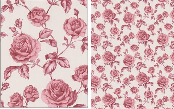 Rosalie Rose Wallcovering - Pink Red