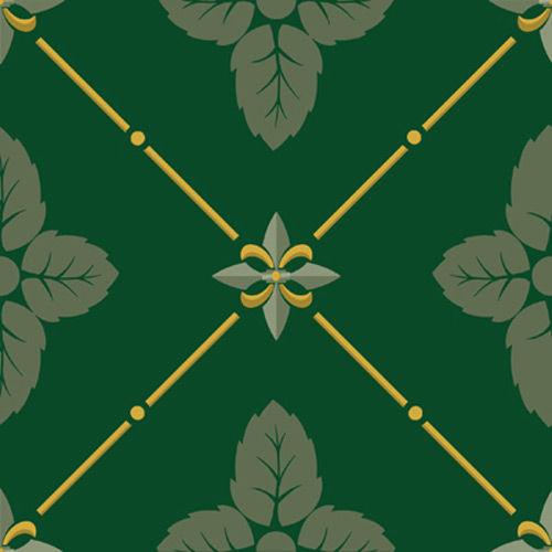 1800's green and gold with leaf crest wallcovering