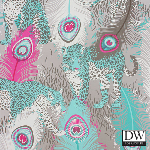 Leopold Leopard Peacock Wallcovering