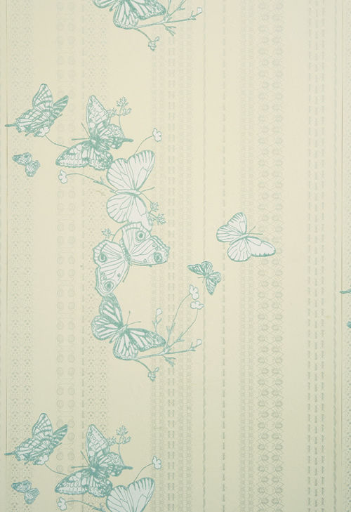 Butterfly and Bugs Wall Paper - Ice Blue