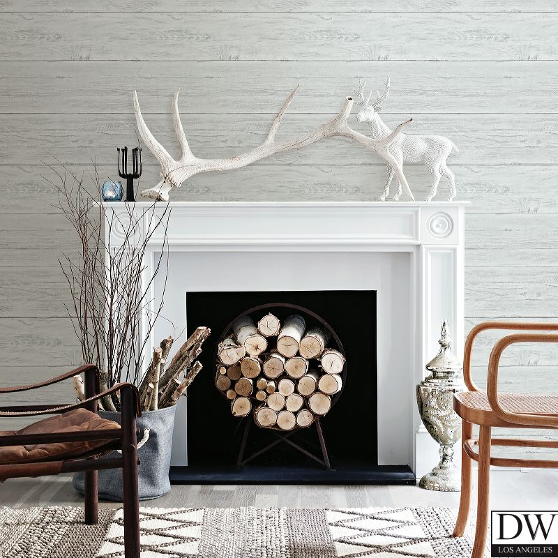 White Washed Boards Aqua Shiplap Wallpaper