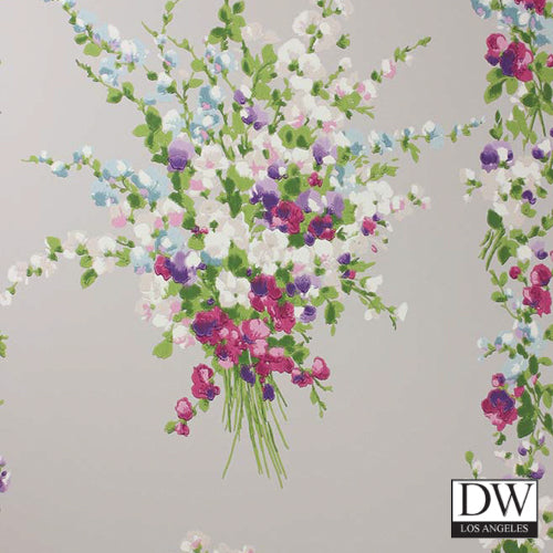 Fresh Bouquet Garland Stripe Wallpaper
