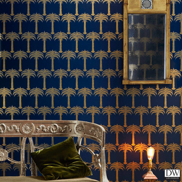 Marrakech Palm - Midnight Blue - Wallcovering