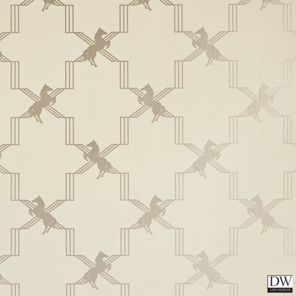 Horse Trellis - Metallic Stone - Wallcovering