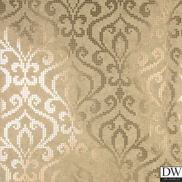 Venus Brass Foil Mini Damask Wallpaper