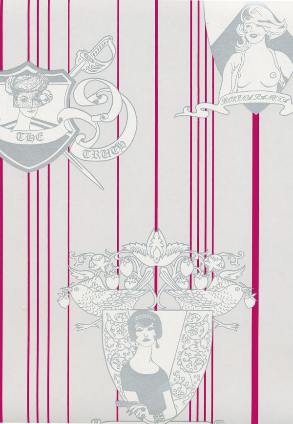 Carpe Noctem - Whimsical Toile de Joi - Hot Pink and Silver | British Walls