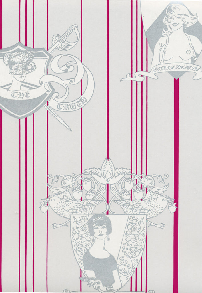 Carpe Noctem  - Whimsical Toile de Joi - Hot Pink and Silver