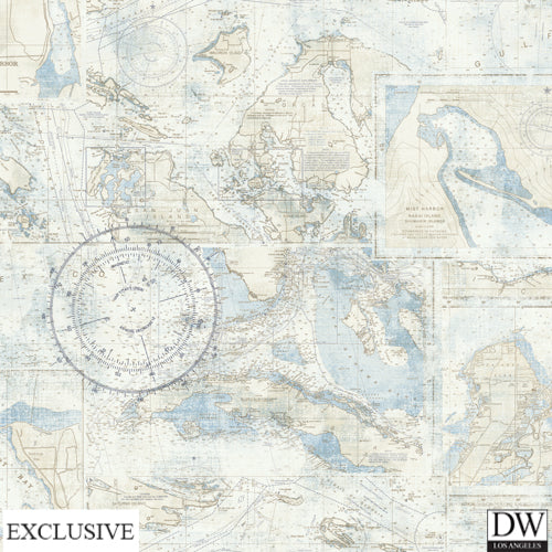 Norwood Blue Map Wallpaper
