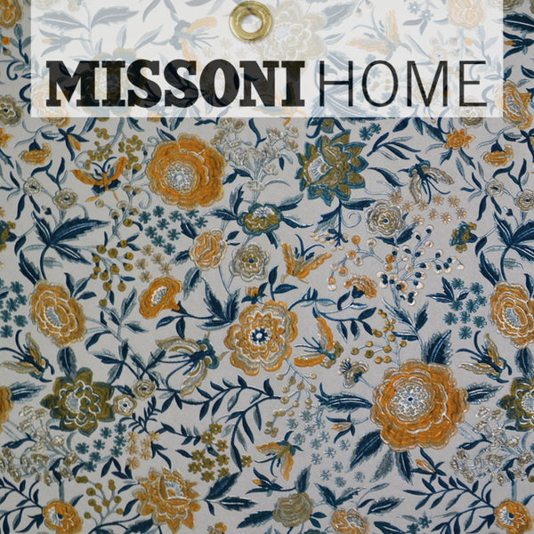 Missoni Home Oriental Garden Wallpaper - Silver/Peacock/Saffron