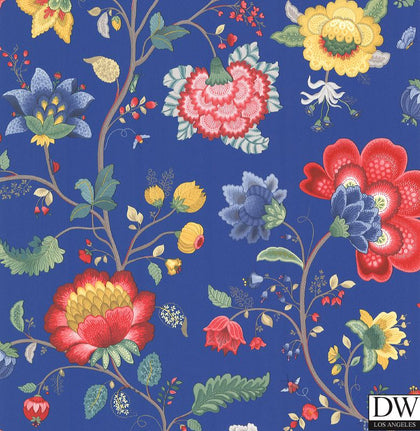 Epona Dark Blue Floral Fantasy Wallcovering