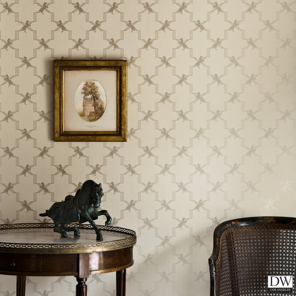 Horse Trellis - Metallic Stone - Wallcovering