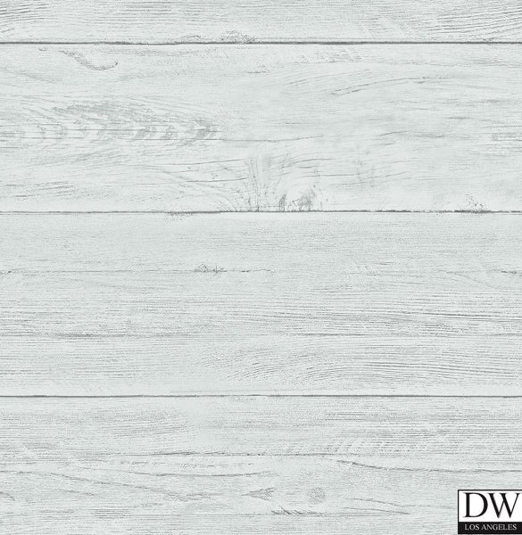 White Washed Boards Aqua Shiplap Wallpaper