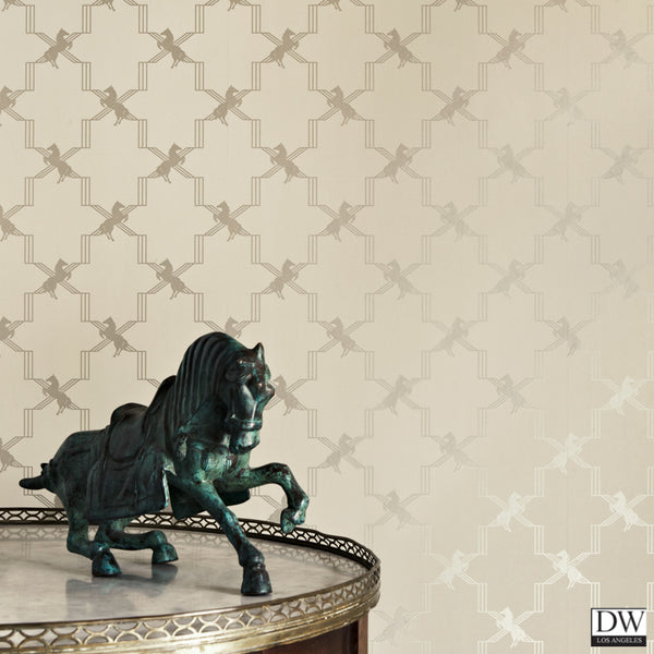 Horse Trellis - Metallic Stone - Wallcovering