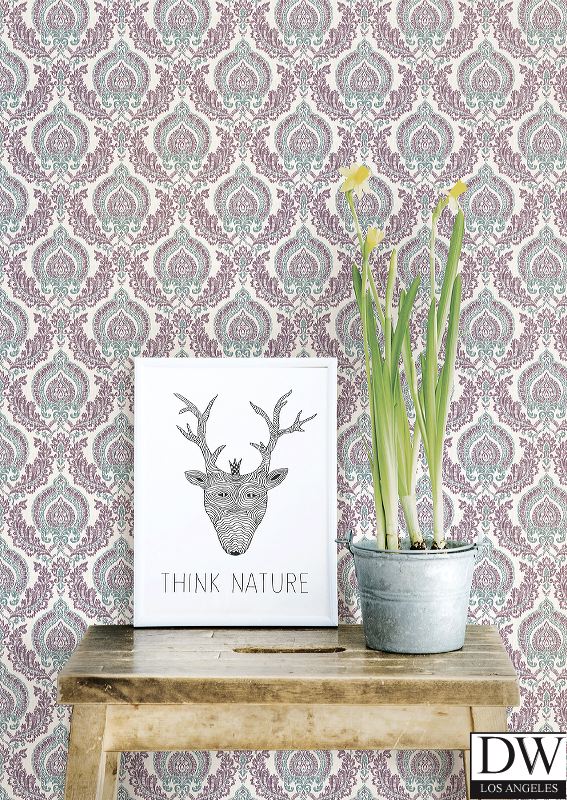 Lulu Plum Damask Wallpaper