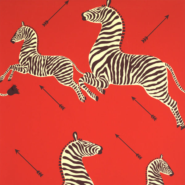 Zoe's Zebra Wallcovering - Red and Black By Scalamandre
