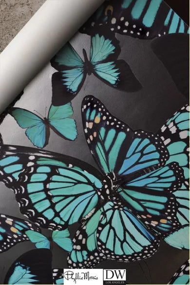 Chanteuse Big Butterflies - Turquoise Blue by Phyllis Morris – Designer ...