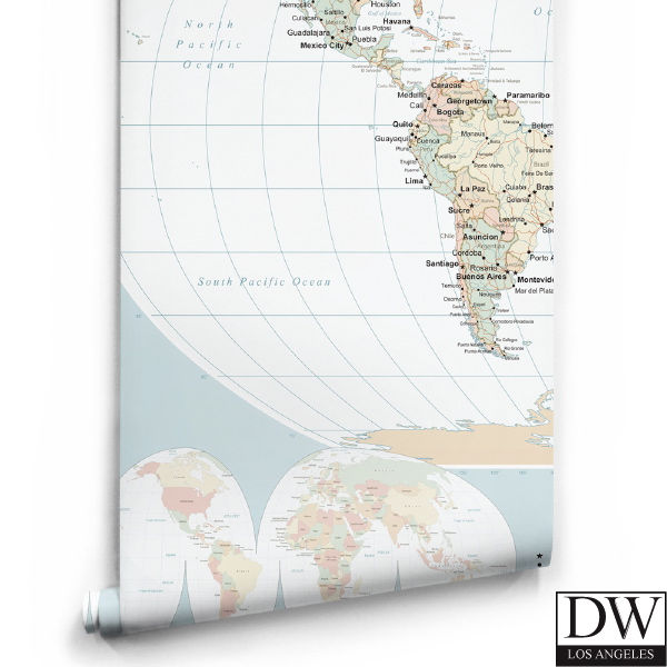 World Map - Modern (colourway) Small Mural by Retro Walls