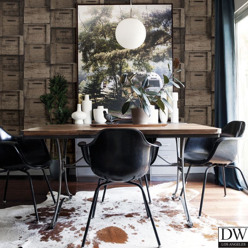 Wood Crates Dark Wood Distressed Wood Wallpaper