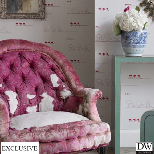 Cranberry Ostrich Wallcovering (Room Setting)