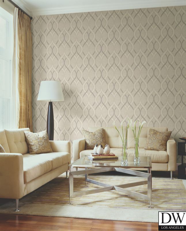 Frequency Beige Ogee Wallpaper