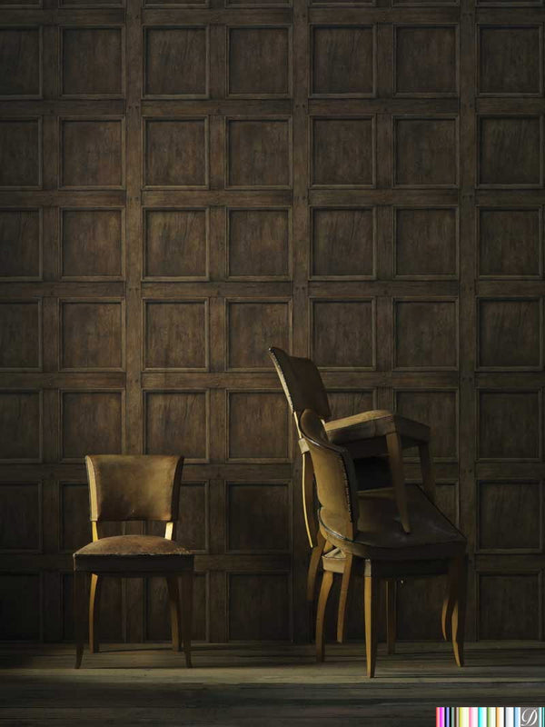 Lacrosse Coffered Wood Panel Wallcovering - Oak