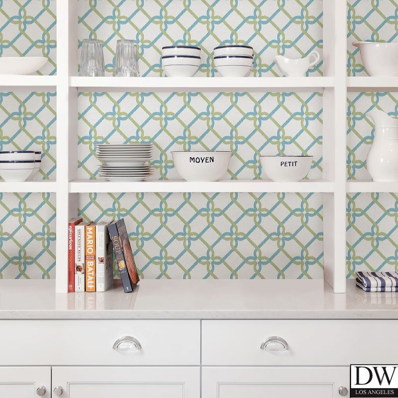 Palladian Teal Links Wallpaper