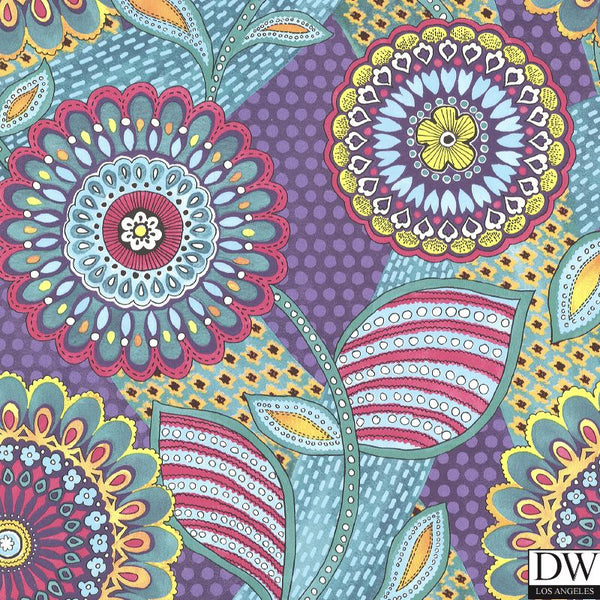 Catalunya Fuschia Kaleidoscope Floral Wallpaper