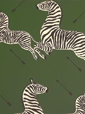 Zoe's Zebra Wallcovering - Green by Scalamandre